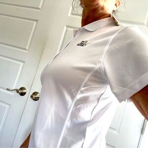Clique woman’s polo golf shirt with crest, breathable fabric, side panels jrXL
